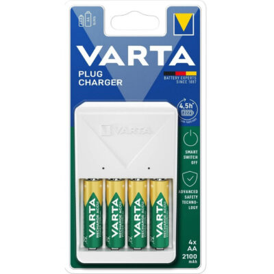 Caricabatterie VARTA Plug Charger con 4 pile Stilo AA 2100mAh NiMH 1,2v