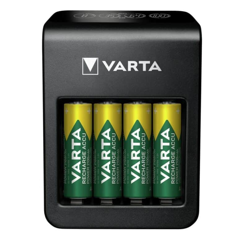 Caricabatterie VARTA LCD Plug Charger+ con 4 pile Stilo AA 2100mAh NiMH 1,2v - immagine 2