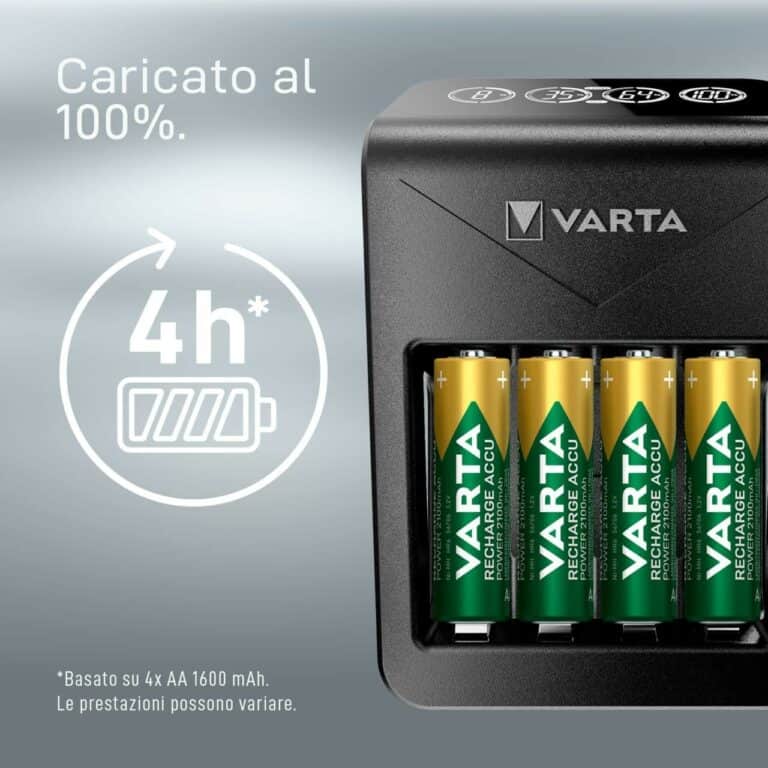 Caricabatterie VARTA LCD Plug Charger+ con 4 pile Stilo AA 2100mAh NiMH 1,2v - immagine 5