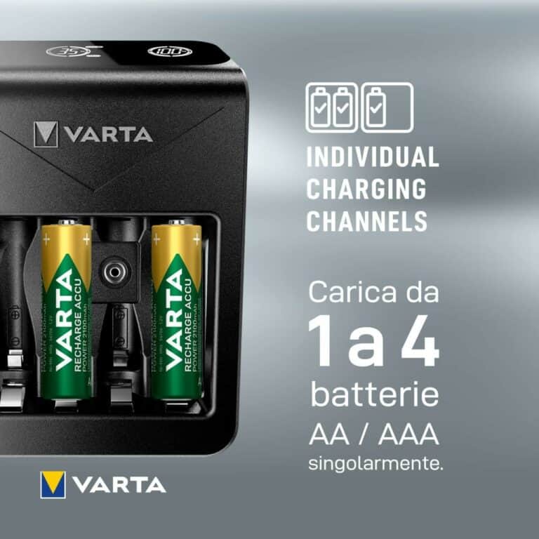 Caricabatterie VARTA LCD Plug Charger+ con 4 pile Stilo AA 2100mAh NiMH 1,2v - immagine 7