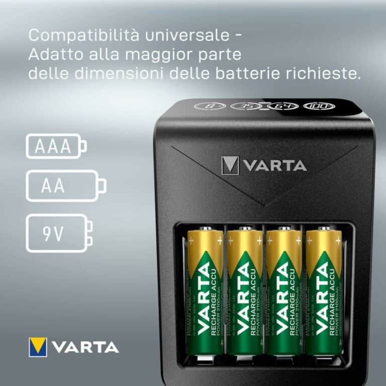 Caricabatterie VARTA LCD Plug Charger+ con 4 pile Stilo AA 2100mAh NiMH 1,2v - immagine 8