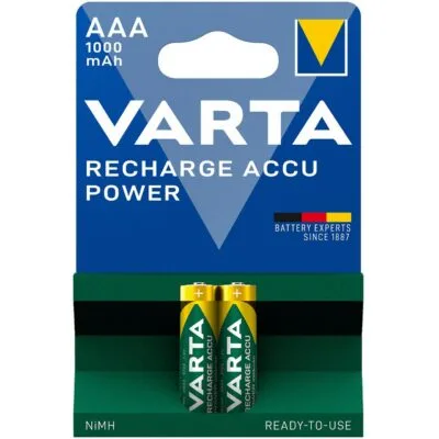 2 Pile Ricaricabili VARTA RECHARGE ACCU POWER AAA 1000mAh 1,2v