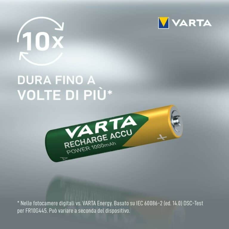 2 Pile Ricaricabili VARTA RECHARGE ACCU POWER AAA 1000mAh 1,2v - immagine 4