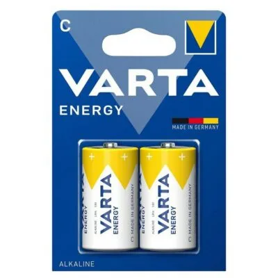 2 PILE ALCALINE C BATTERIE Mezzatorcia VARTA ENERGY 1,5V Made in Germany