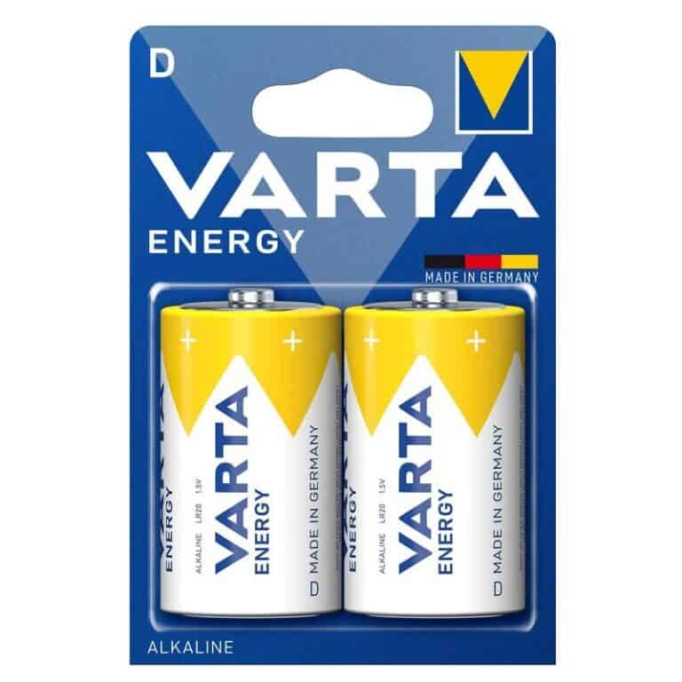 2 PILE ALCALINE D BATTERIE Torcia VARTA ENERGY 1,5V Made in Germany