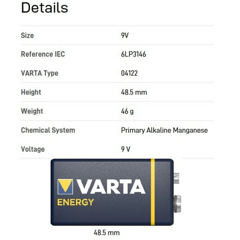 PILA ALCALINA 9 volts BATTERIE Block VARTA ENERGY Germany Brand - immagine 3