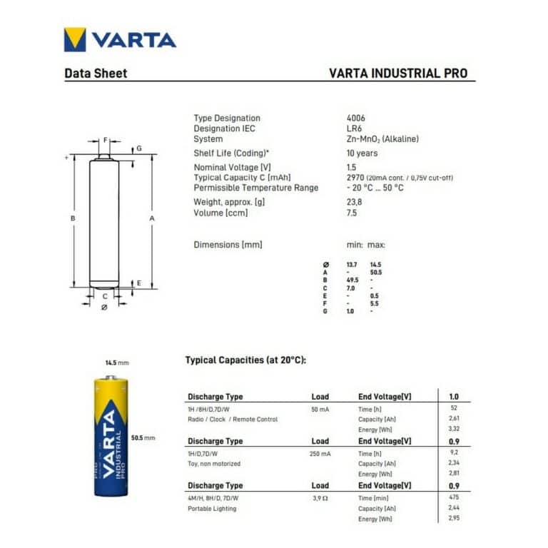 10 PILE ALCALINE AA BATTERIE Stilo 1,5V VARTA INDUSTRIAL PRO Made in Germany - immagine 3