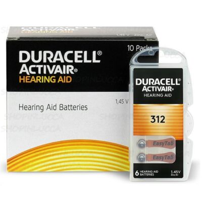 60 pile per apparecchi acustici DURACELL 312 batterie protesi udito PR41