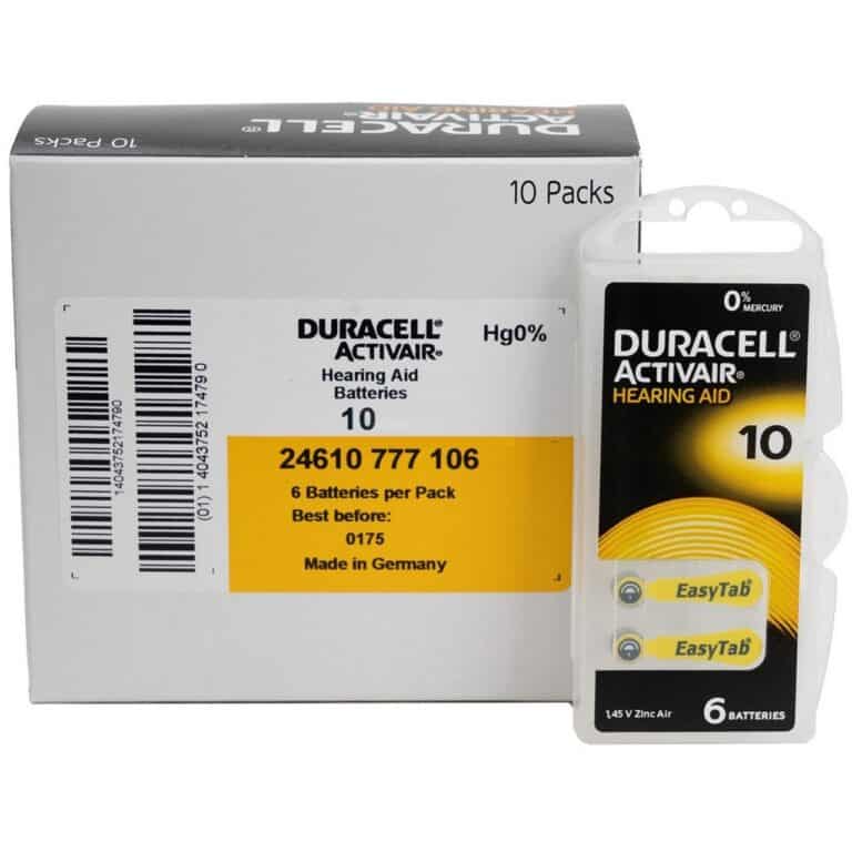 60 pile per apparecchi acustici DURACELL 10 batterie protesi udito PR70