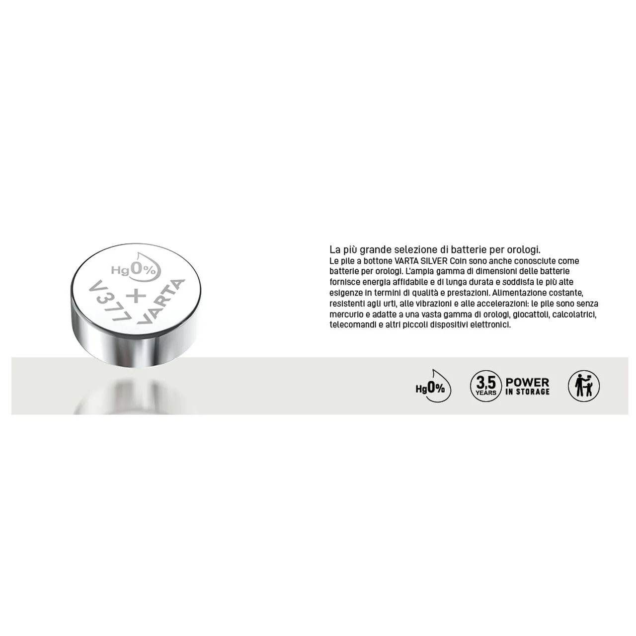 10 PILE 377 PER OROLOGI SILVER OXYDE 1,55V BATTERIE BOTTONE VARTA SR626 SR66 OSSIDO D'ARGENTO Germany Brand - immagine 5