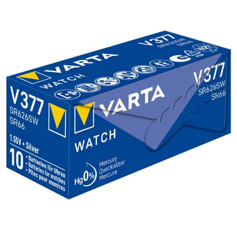 10 PILE 377 PER OROLOGI SILVER OXYDE 1,55V BATTERIE BOTTONE VARTA SR626 SR66 OSSIDO D'ARGENTO Germany Brand