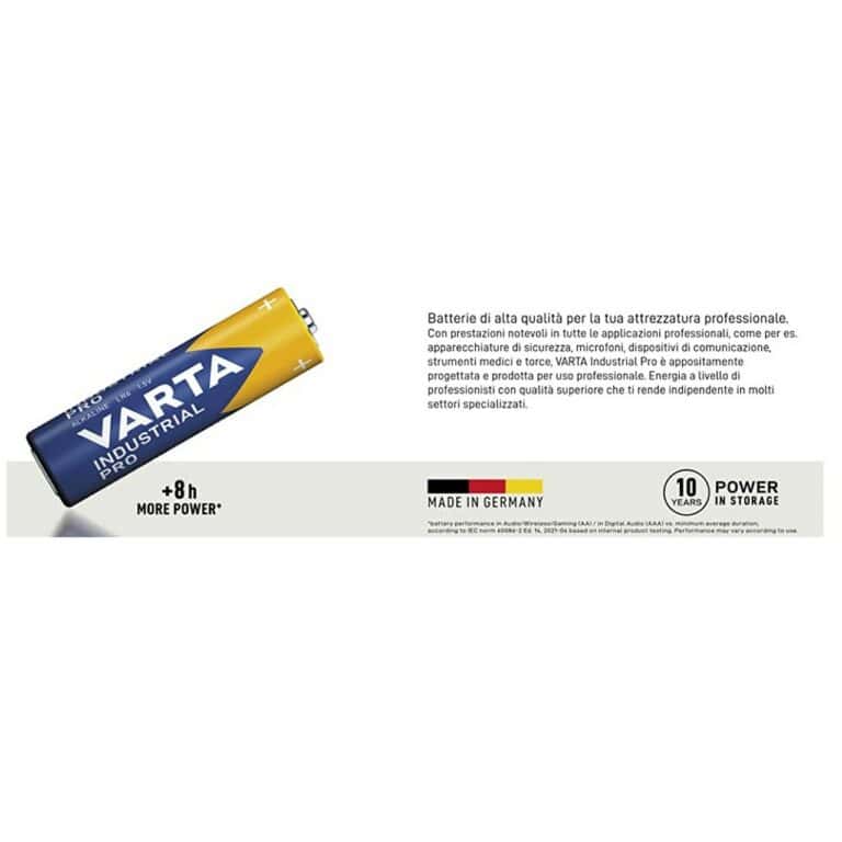 10 PILE ALCALINE AA BATTERIE Stilo 1,5V VARTA INDUSTRIAL PRO Made in Germany - immagine 4