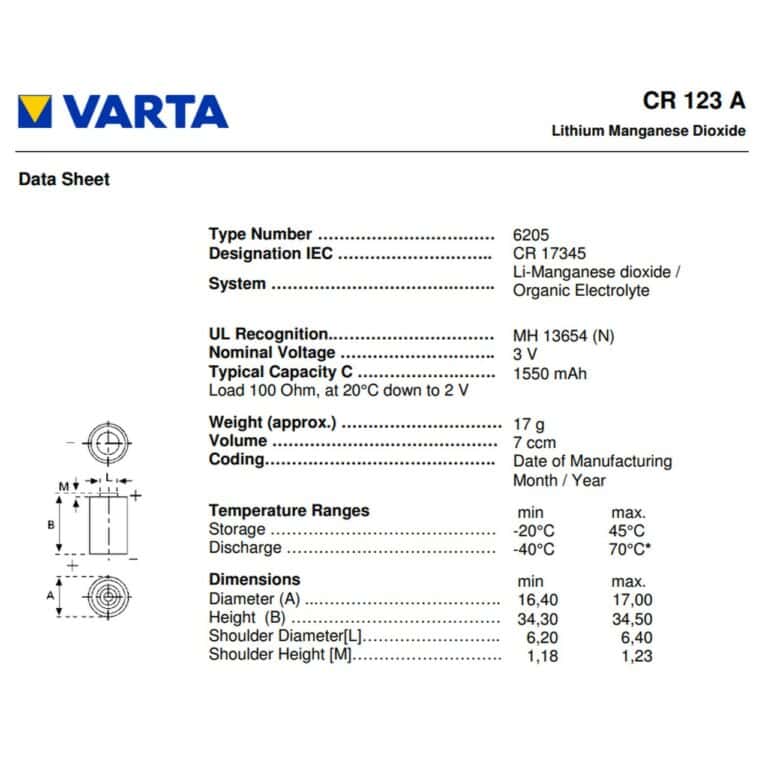 10 PILE LITIO CR123A 3V BATTERIE VARTA LITHIUM Germany Brand - immagine 3