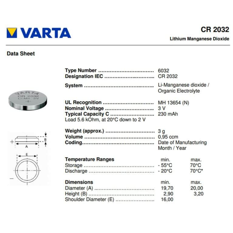 5 PILE LITIO CR2032 3V BATTERIE Bottone VARTA LITHIUM +70% ENERGY Germany Brand - immagine 2