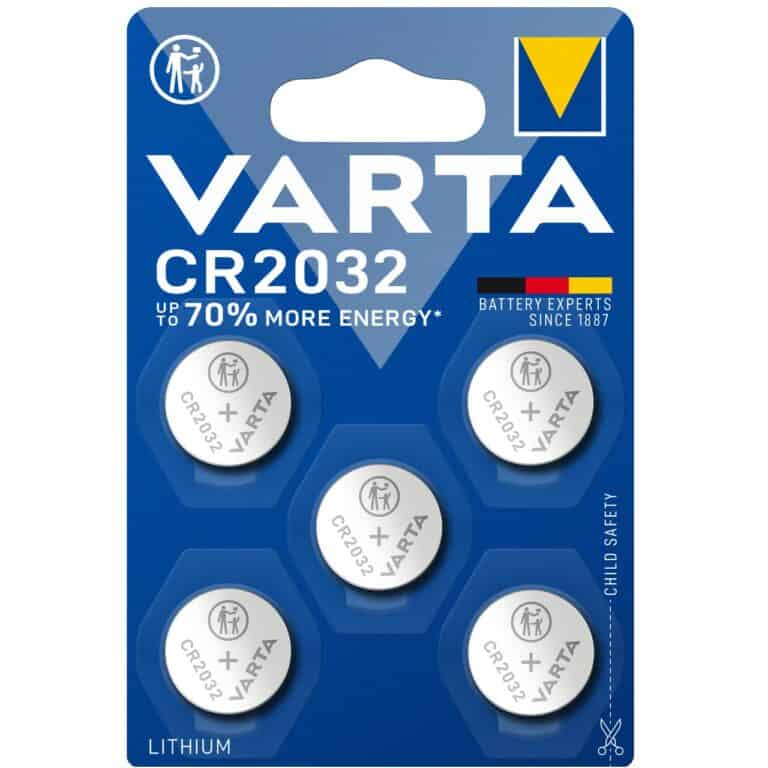 5 PILE LITIO CR2032 3V BATTERIE Bottone VARTA LITHIUM +70% ENERGY Germany Brand