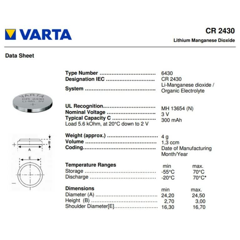 2 PILE LITIO CR2430 3V BATTERIE Bottone VARTA LITHIUM Germany Brand - immagine 2