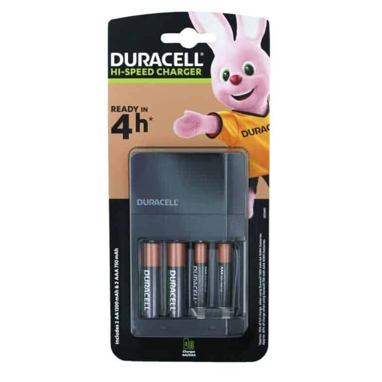 Caricabatterie DURACELL CEF14 con 2 pile Stilo AA 1300mAh e 2 pile MiniStilo AAA 750mAh NiMH 1,2v