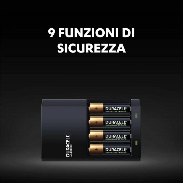 Caricabatterie DURACELL CEF14 con 2 pile Stilo AA 1300mAh e 2 pile MiniStilo AAA 750mAh NiMH 1,2v - immagine 4