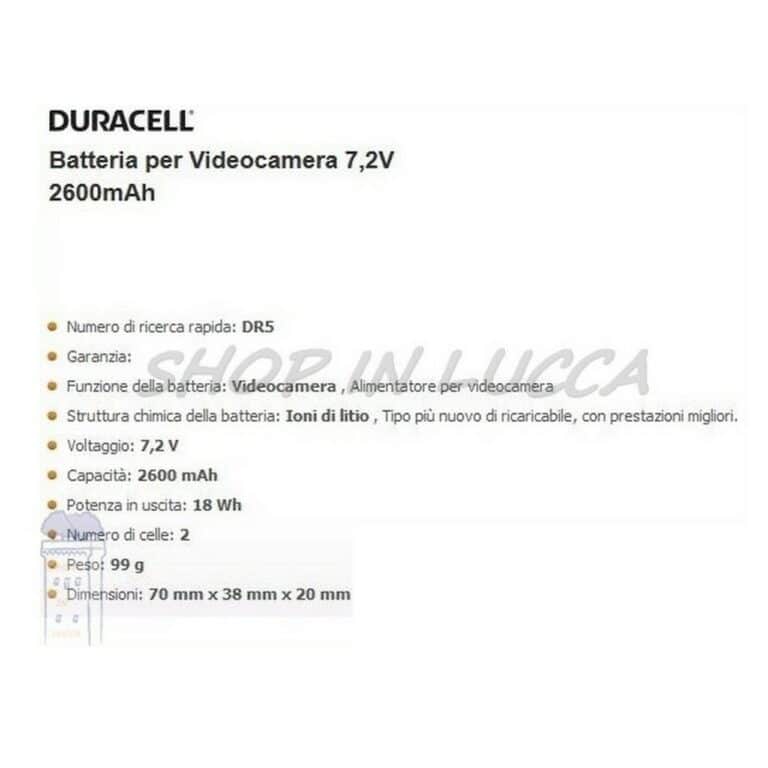 Batteria Ricaricabile DURACELL DR5 sostituisce SONY NP-F330/F550 per CSD-CD700 CCD-TR300 - immagine 2