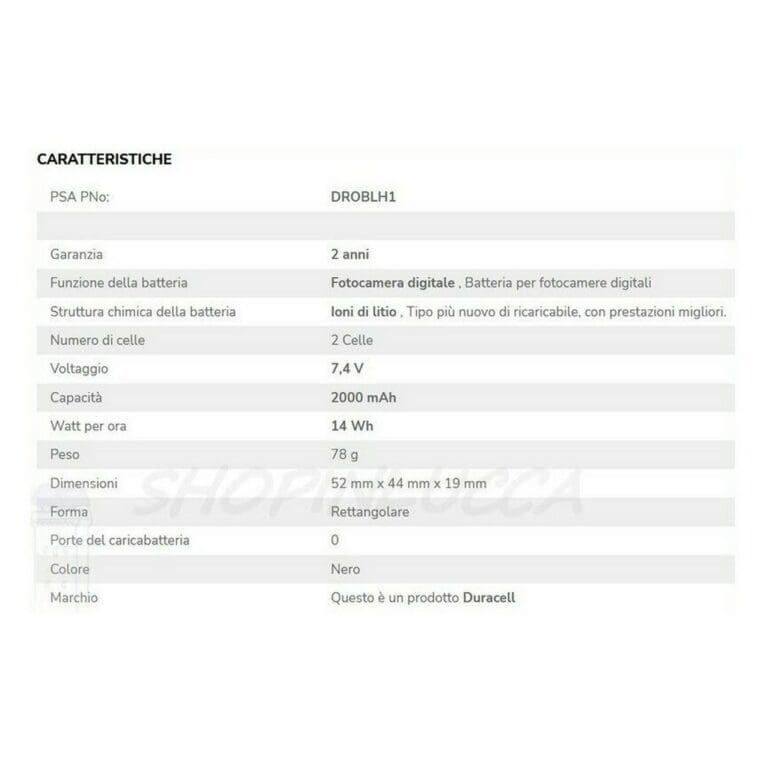 Batteria Ricaricabile DURACELL DROBLH1 sostituisce Olympus BLH-1 per E‑M1 Mark III E‑M1X - immagine 2