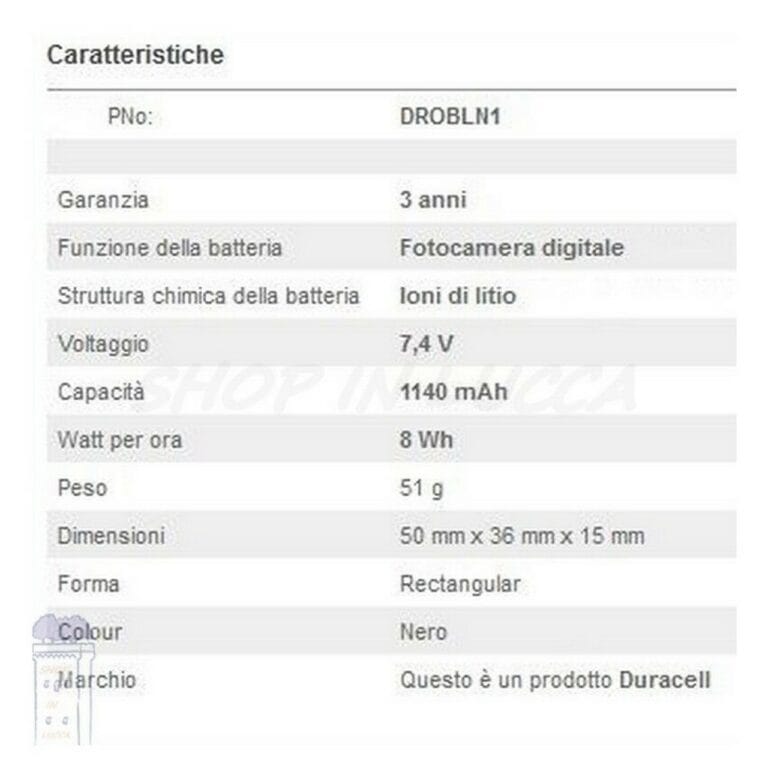 Batteria Ricaricabile DURACELL DROBLN1 sostituisce Olympus BLN-1 per E-P5 OM-D E-M5 PEN-F - immagine 2