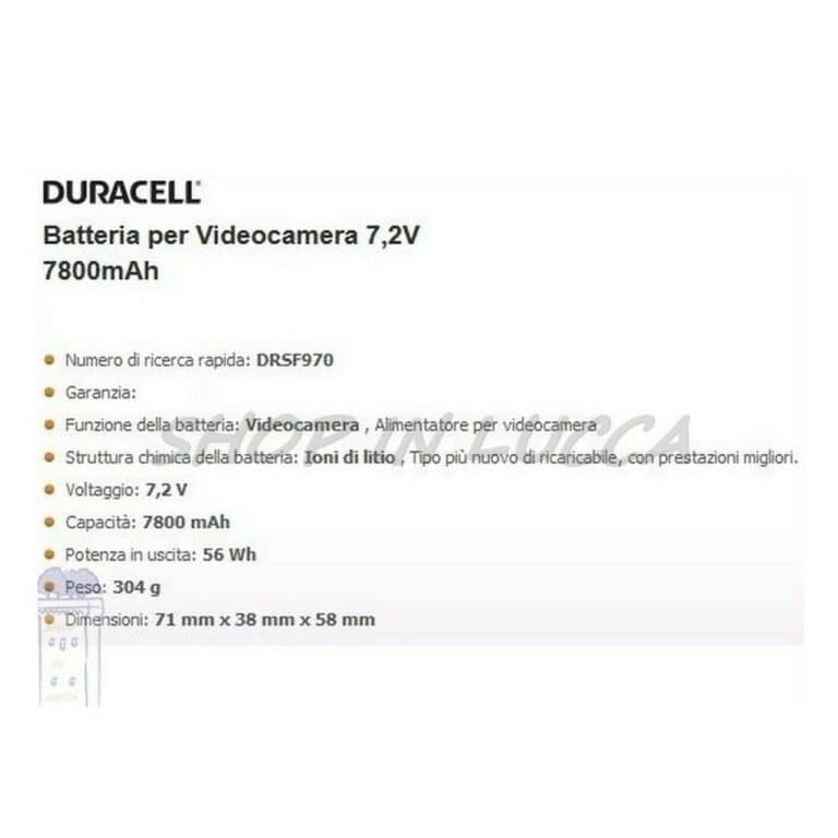 Batteria Ricaricabile DURACELL DRSF970 sostituisce SONY NP-F970 per DCR-TRV99 TR500 GV-A500 - immagine 2