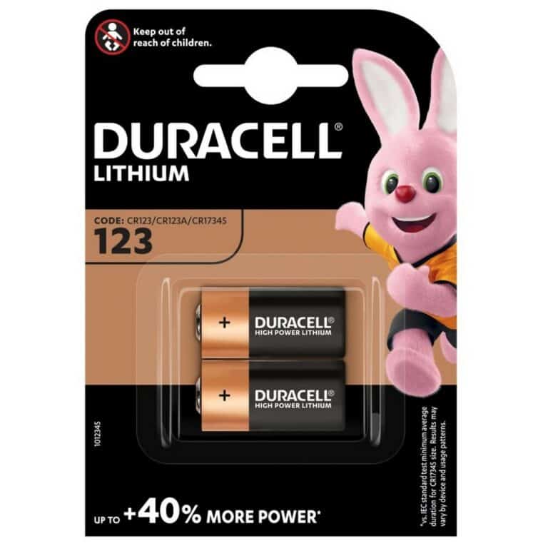 2 PILA LITIO 123 BATTERIA DURACELL LITHIUM CR17345 3V