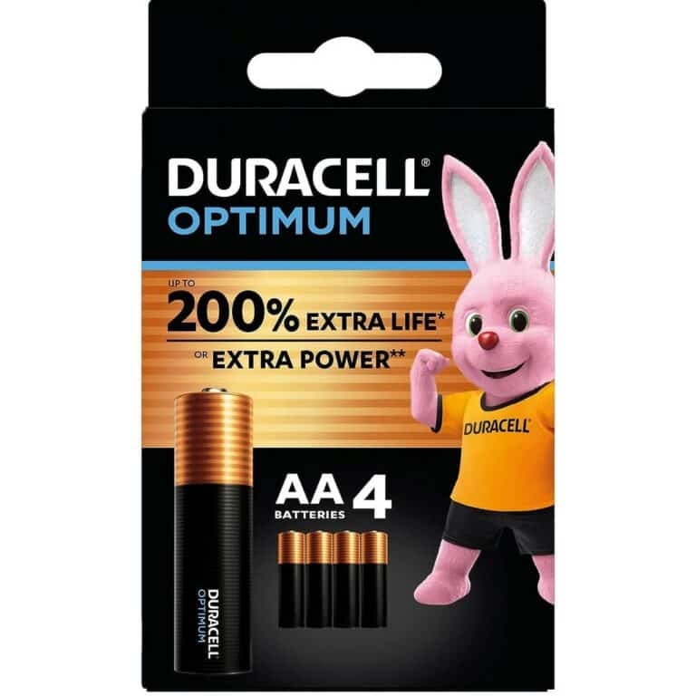 4 PILE ALCALINE AA BATTERIE Stilo LR6 DURACELL OPTIMUM 200% 1,5V