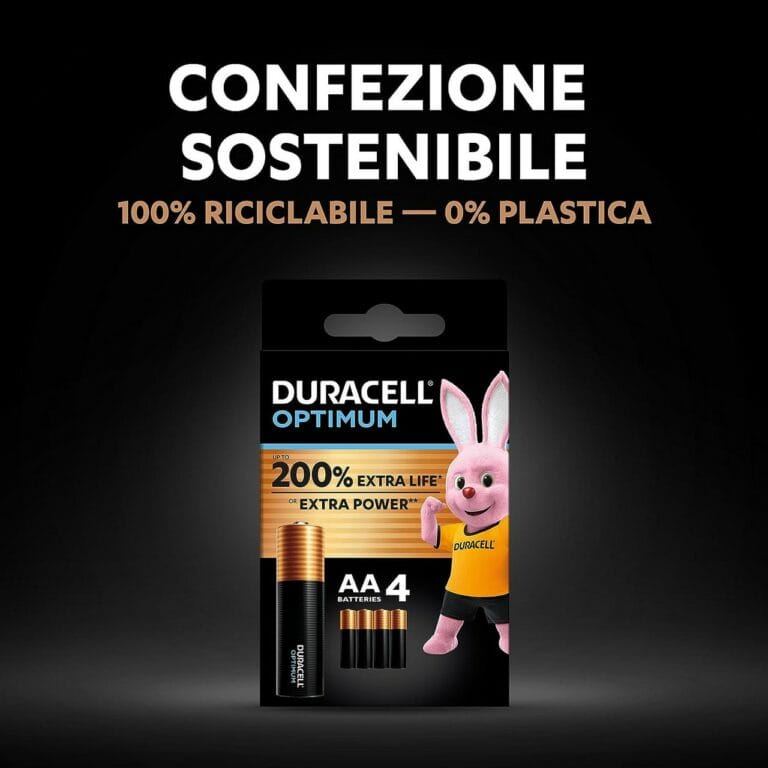 4 PILE ALCALINE AA BATTERIE Stilo LR6 DURACELL OPTIMUM 200% 1,5V - immagine 4