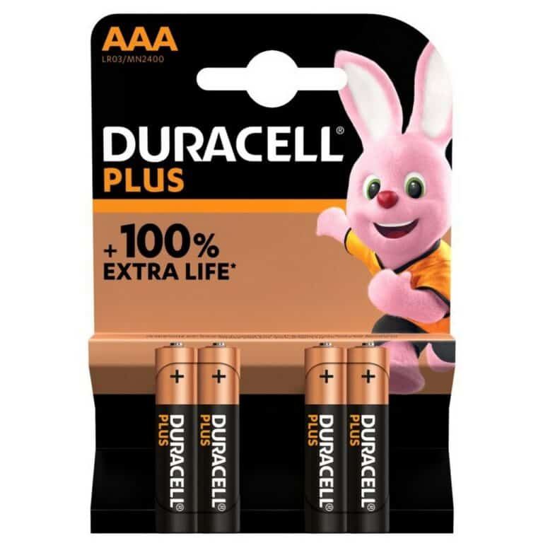 4 PILE ALCALINE AAA BATTERIE MiniStilo LR03 DURACELL PLUS 100% 1,5V