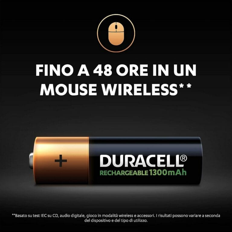 4 Pile Ricaricabili DURACELL RECHARGEABLE Value Stilo AA HR6 1300mAh 1,2v - immagine 4