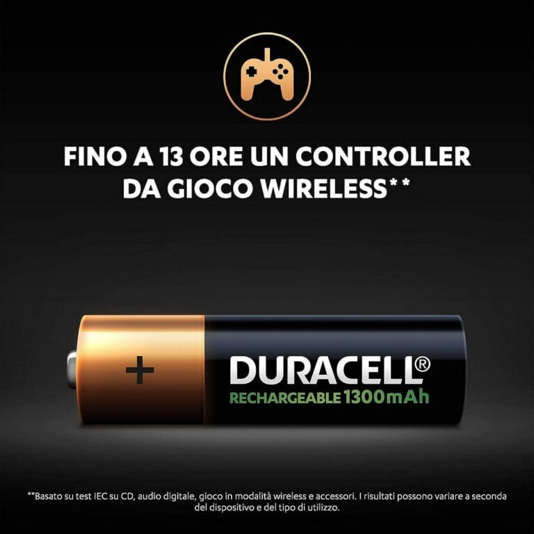 4 Pile Ricaricabili DURACELL RECHARGEABLE Value Stilo AA HR6 1300mAh 1,2v - immagine 5