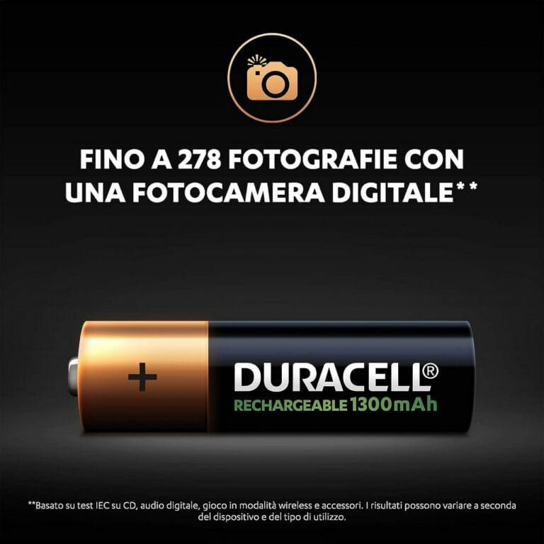 4 Pile Ricaricabili DURACELL RECHARGEABLE Value Stilo AA HR6 1300mAh 1,2v - immagine 6