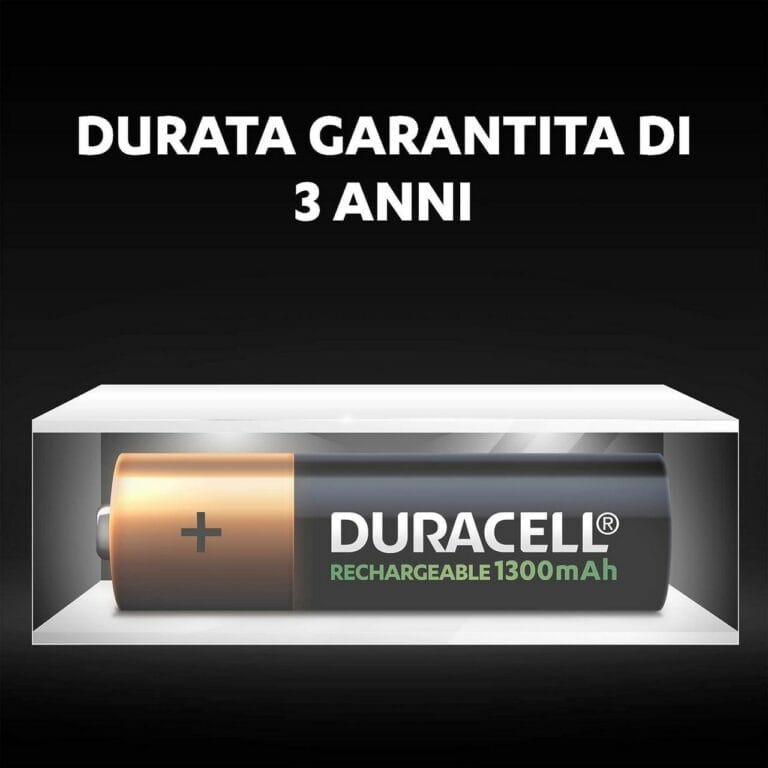 4 Pile Ricaricabili DURACELL RECHARGEABLE Value Stilo AA HR6 1300mAh 1,2v - immagine 7