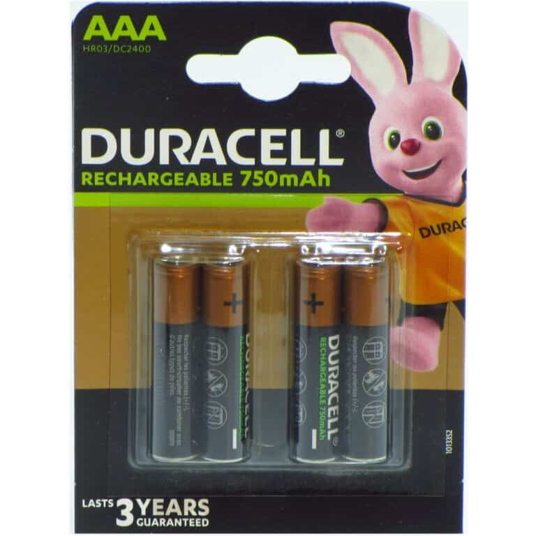 4 Pile Ricaricabili DURACELL RECHARGEABLE Value MiniStilo AAA HR03 750mAh 1,2v