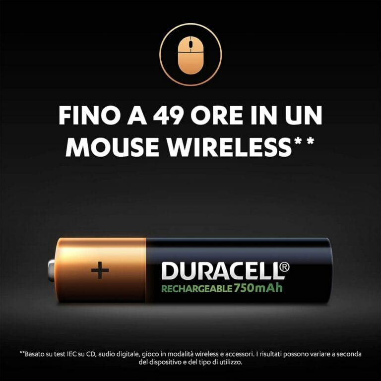 4 Pile Ricaricabili DURACELL RECHARGEABLE Value MiniStilo AAA HR03 750mAh 1,2v - immagine 4