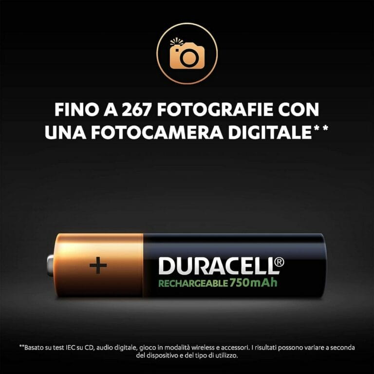 4 Pile Ricaricabili DURACELL RECHARGEABLE Value MiniStilo AAA HR03 750mAh 1,2v - immagine 5