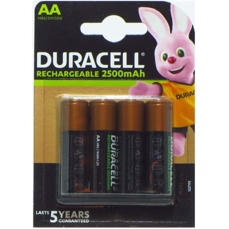 4 Pile Ricaricabili DURACELL RECHARGEABLE Stilo AA HR6 2500mAh 1,2v