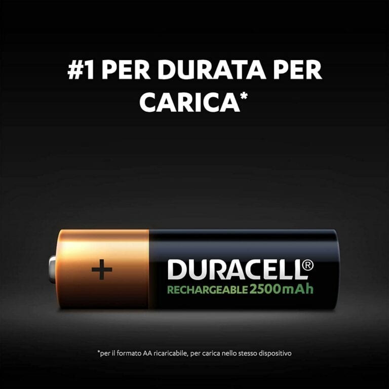 4 Pile Ricaricabili DURACELL RECHARGEABLE Stilo AA HR6 2500mAh 1,2v - immagine 2