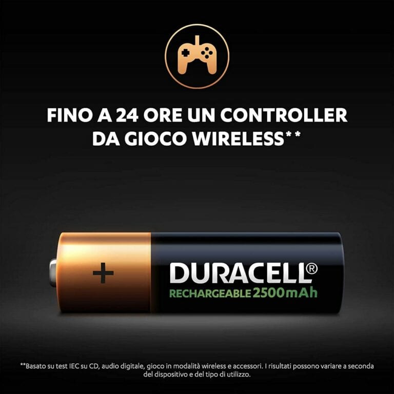 4 Pile Ricaricabili DURACELL RECHARGEABLE Stilo AA HR6 2500mAh 1,2v - immagine 6