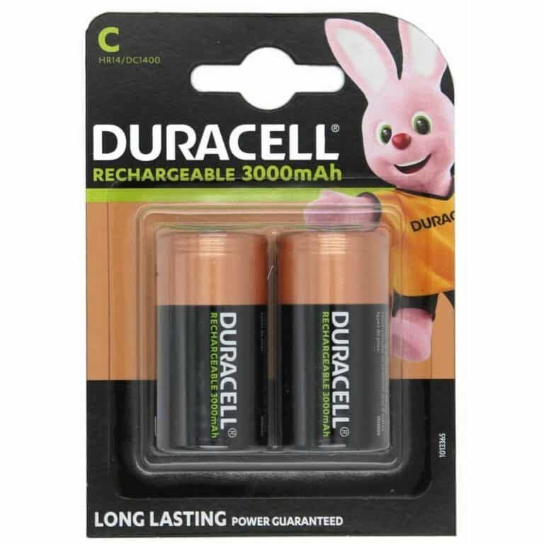 2 Pile Ricaricabili DURACELL RECHARGEABLE C MezzaTorcia HR14 3000mAh 1,2v