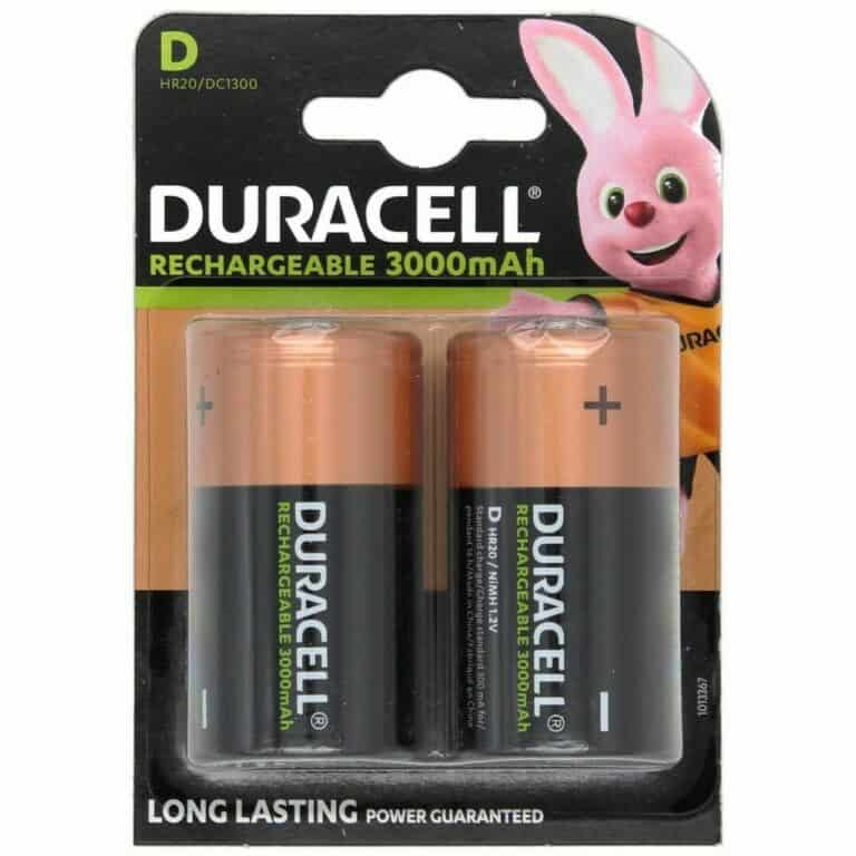 2 Pile Ricaricabili DURACELL RECHARGEABLE D Torcia HR20 3000mAh 1,2v