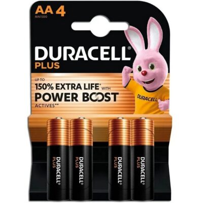 4 PILE ALCALINE AA BATTERIE Stilo LR6 1,5V DURACELL POWERBOOST 150%