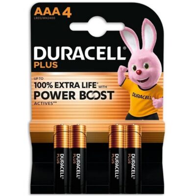 4 PILE ALCALINE AAA BATTERIE MiniStilo LR03 1,5V DURACELL POWERBOOST 100%