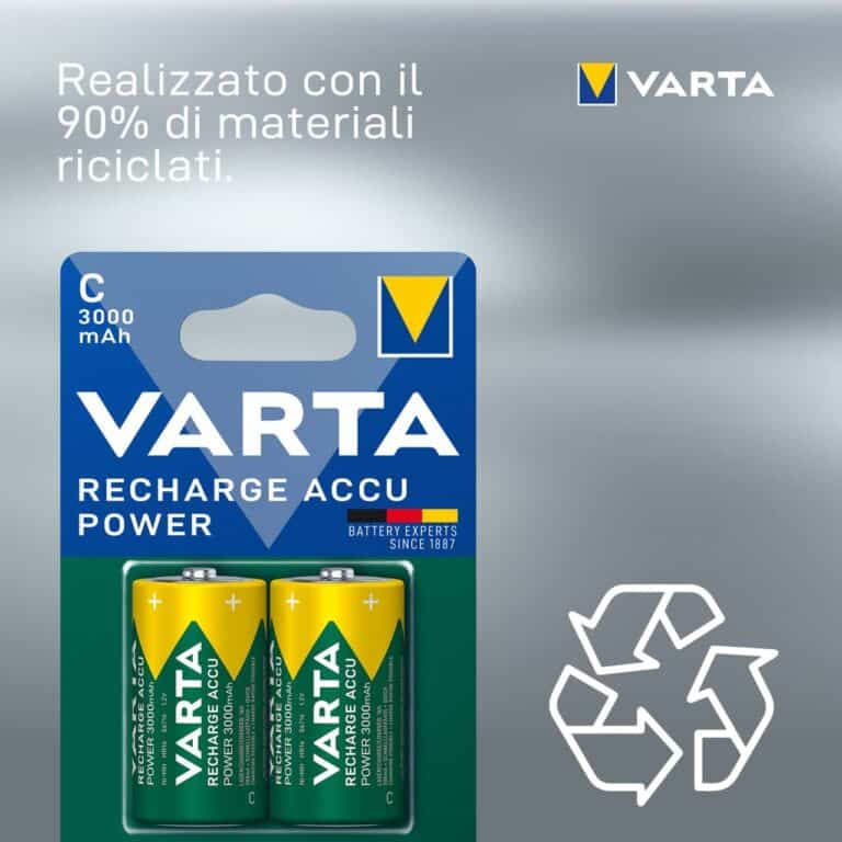 2 Pile Ricaricabili VARTA RECHARGE ACCU POWER C MezzaTorcia HR14 3000mAh 1,2v - immagine 7