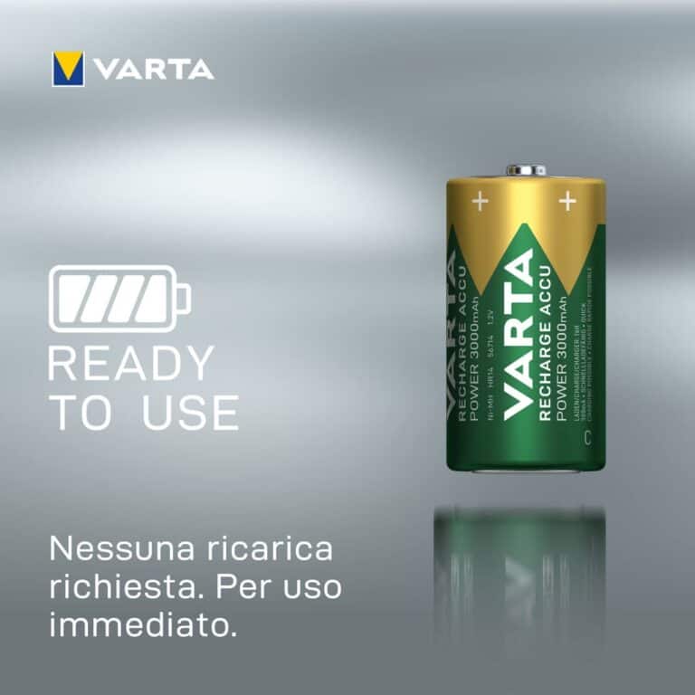 2 Pile Ricaricabili VARTA RECHARGE ACCU POWER C MezzaTorcia HR14 3000mAh 1,2v - immagine 5