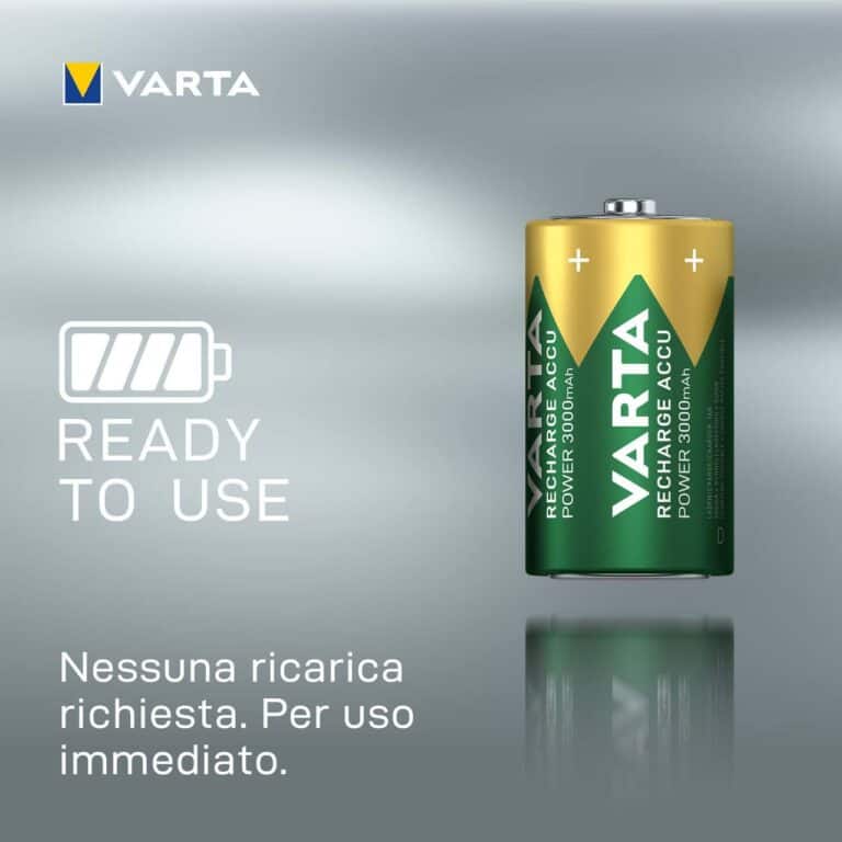 2 Pile Ricaricabili VARTA RECHARGE ACCU POWER D Torcia HR20 3000mAh 1,2v - immagine 5