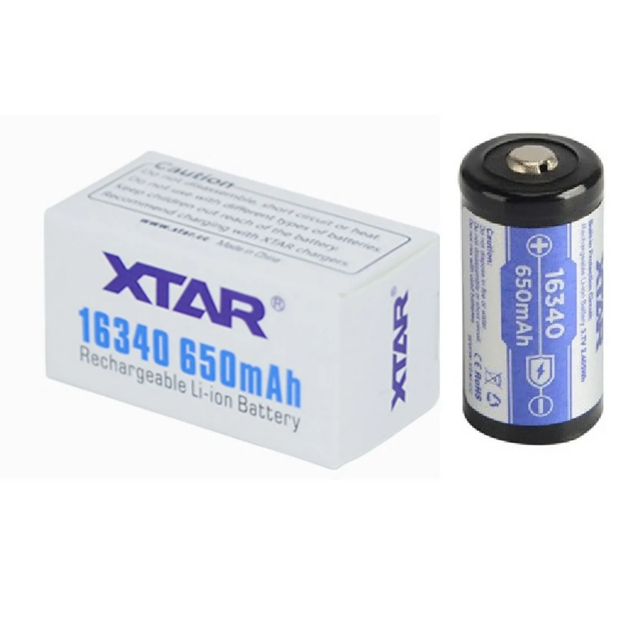 Batteria Pila Ricaricabile XTAR 16340 Litio 3,7v 650mAh Polo Rialzato e con Circuito di Protezione - immagine 6