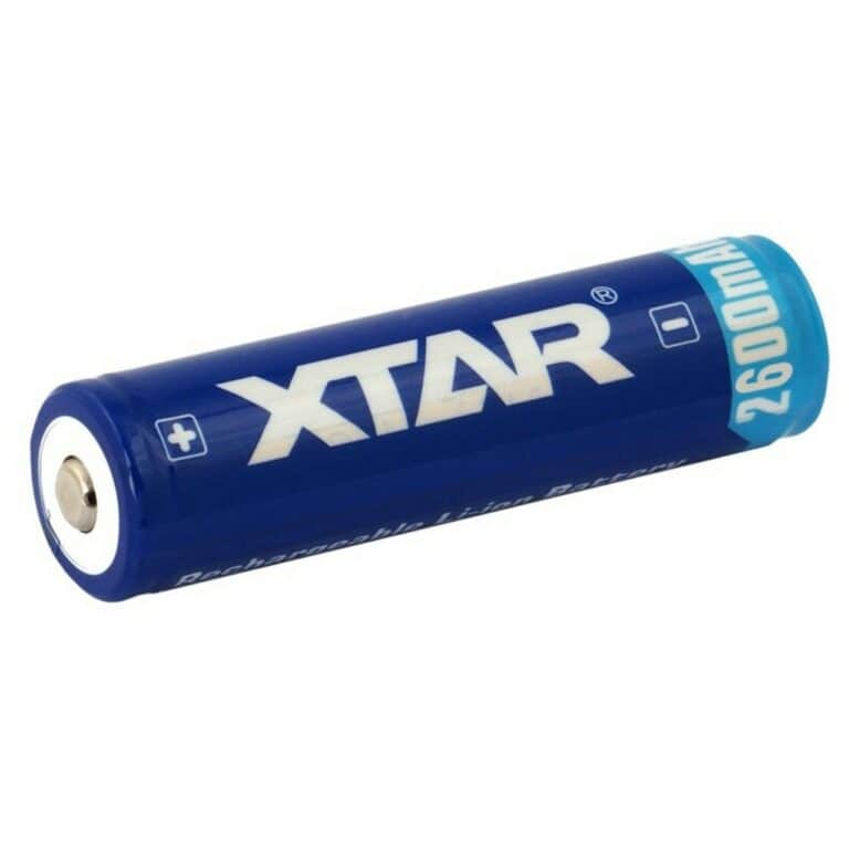 Batteria Pila Ricaricabile XTAR 18650 Litio 3,7v 2600mAh scarico 5,2A Polo Rialzato e con Circuito di Protezione