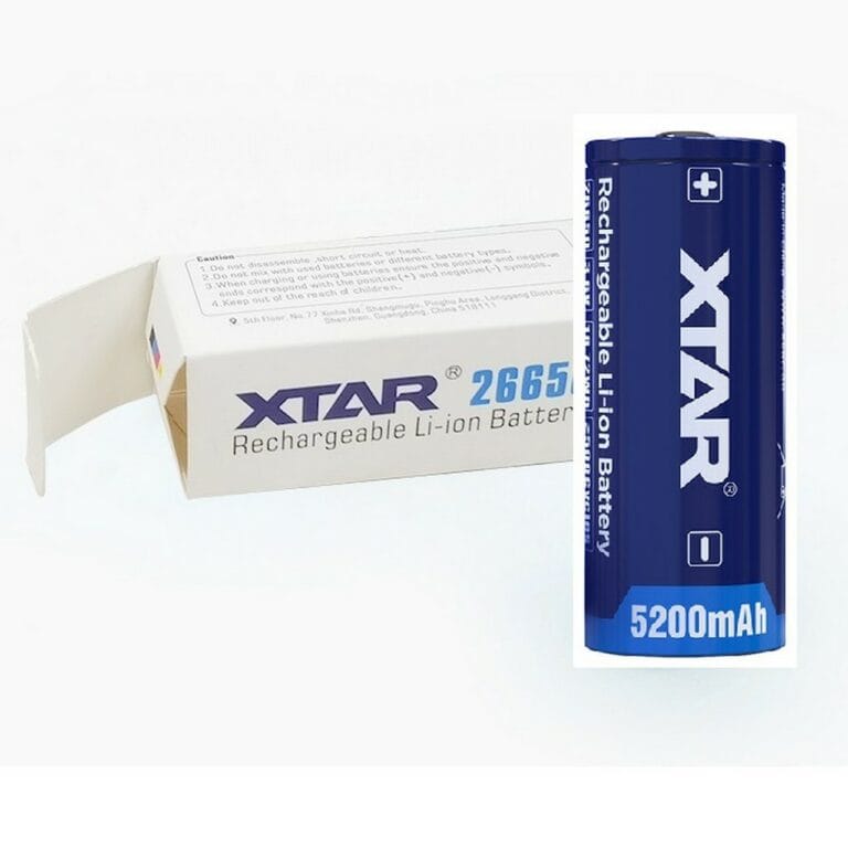 Batteria Pila Ricaricabile XTAR 26650 Litio 3,7v 5200mAh scarico 10A Polo Rialzato e con Circuito di Protezione - immagine 5